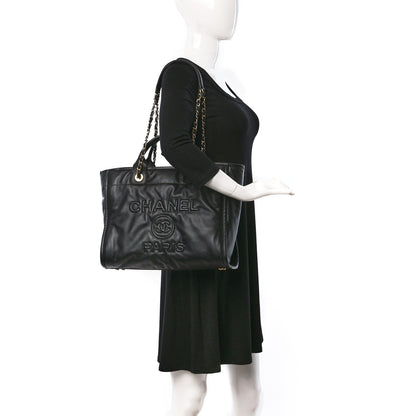 Chanel Calfskin Small Deauville Tote Black 2 of 13