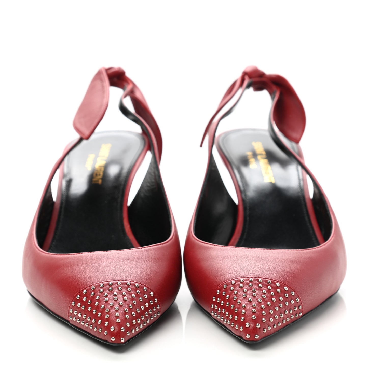 Calfskin Studded Charlotte 55 Slingback Pumps 40 Red