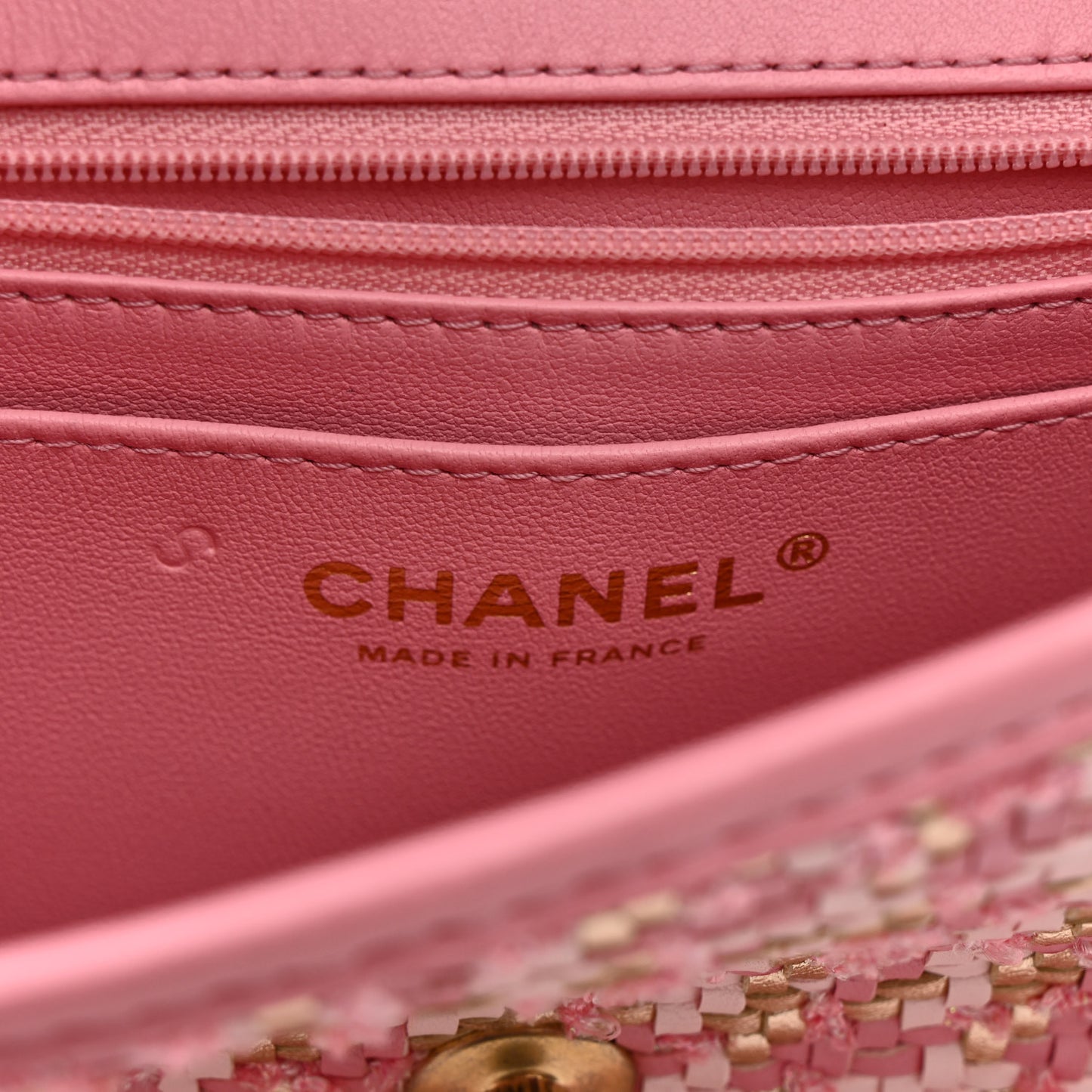 Metallic Lambskin Viscose Woven Flap Pink Gold