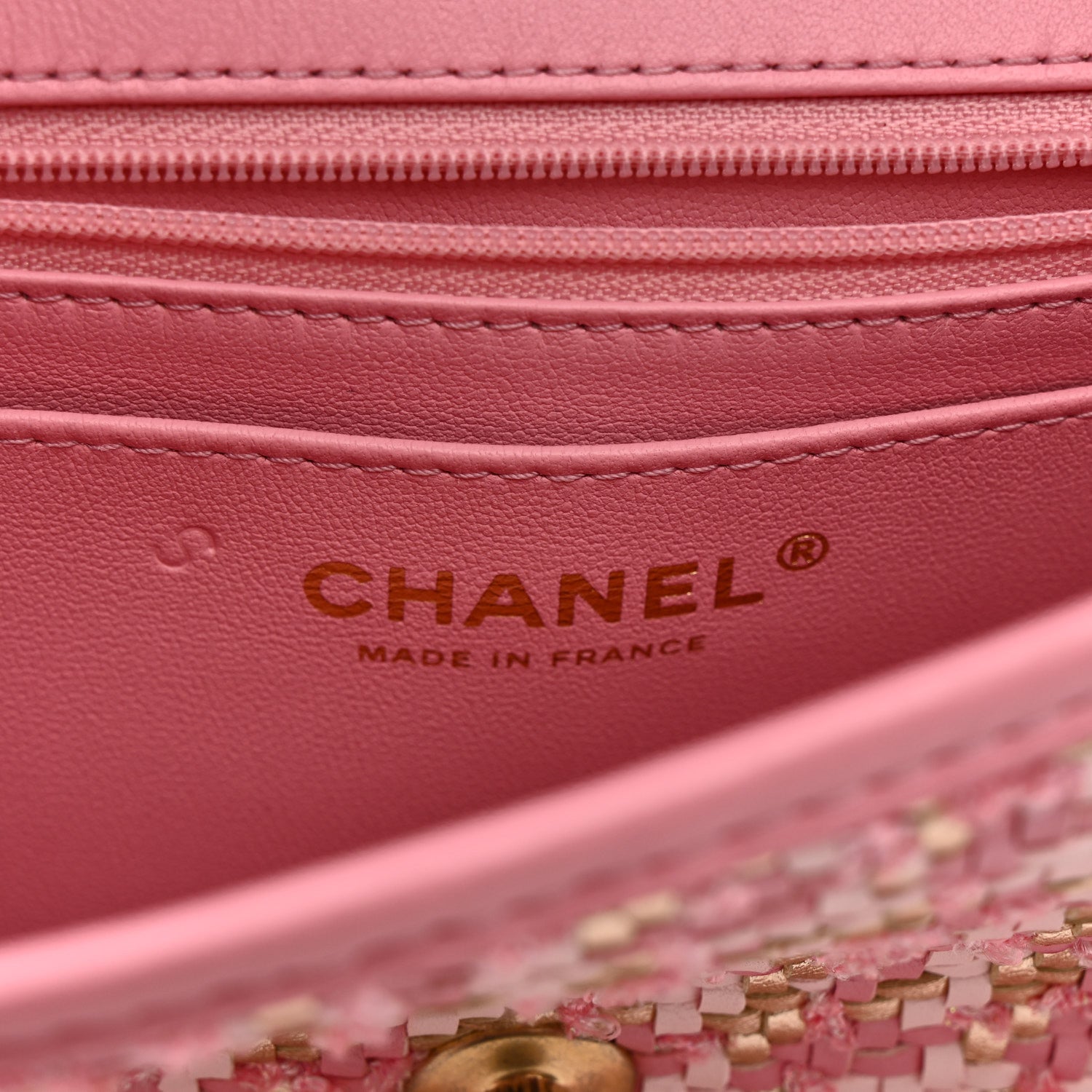Chanel Metallic Lambskin Viscose Woven Flap Pink Gold 6 of 11