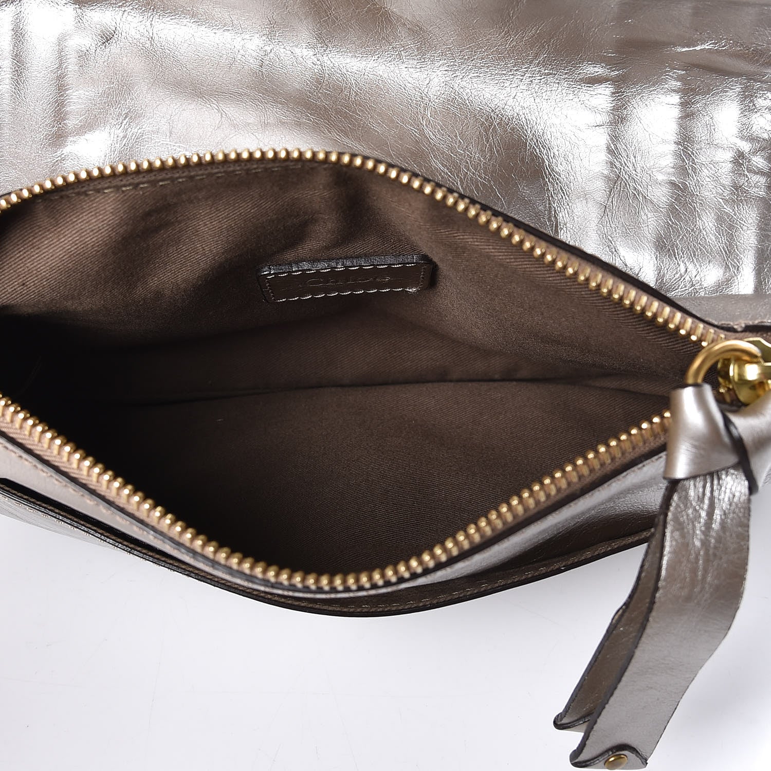 Chloe Metallic Calfskin Marcie Clutch Pewter 5 of 9