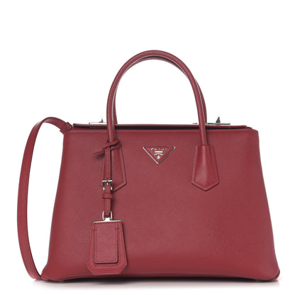 Prada Saffiano Cuir Twin Tote Fuoco 1 of 12
