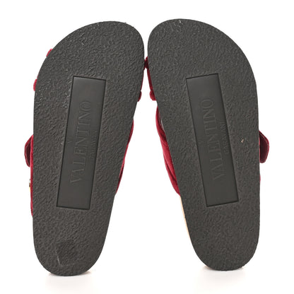 Valentino Garavani Velvet Flat Slide Sandals 37 Red 6 of 8