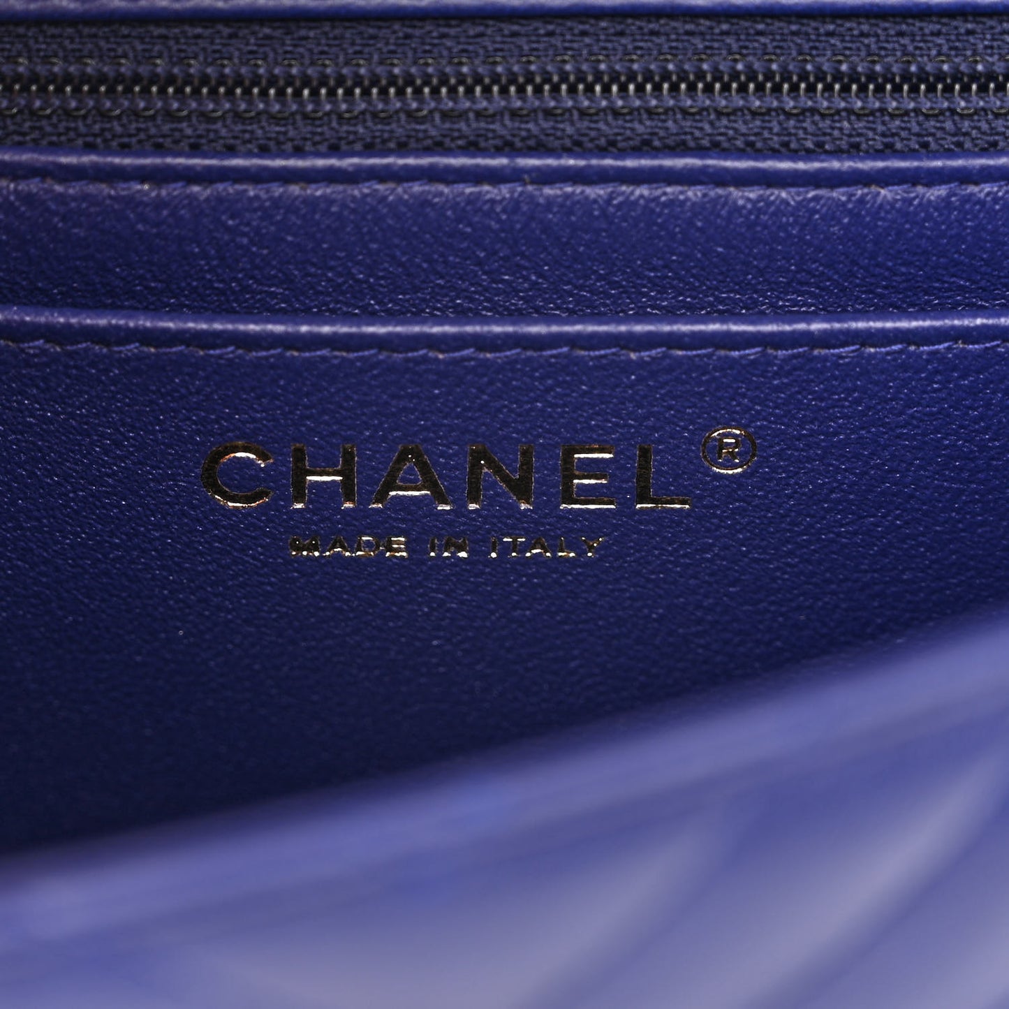 Lambskin Chevron Quilted Mini Square Flap Blue