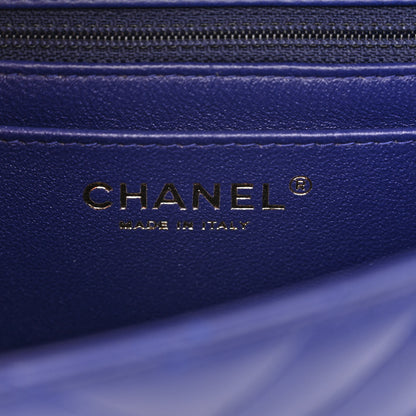 Chanel Lambskin Chevron Quilted Mini Square Flap Blue 6 of 11