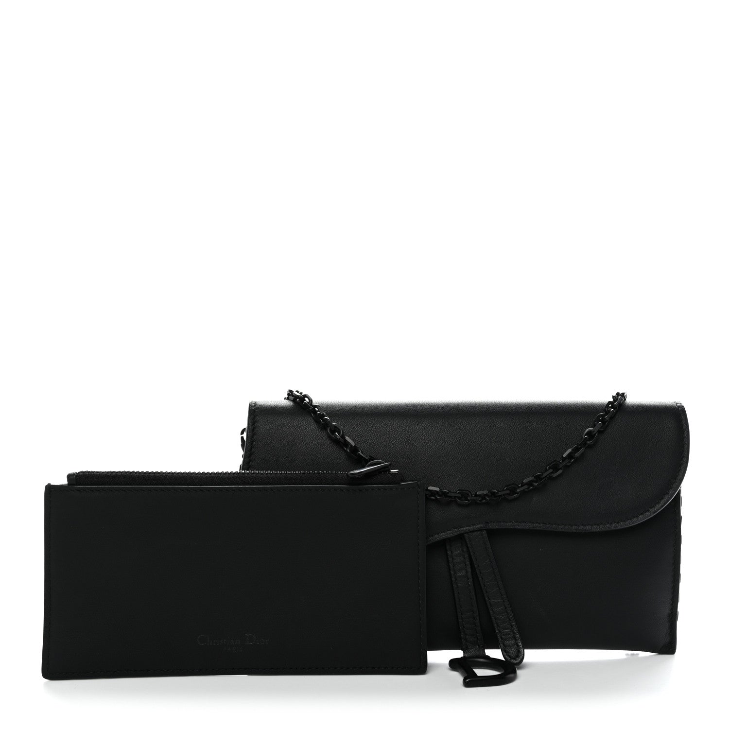 Christian Dior Ultra Matte Calfskin Saddle Chain Wallet Pouch