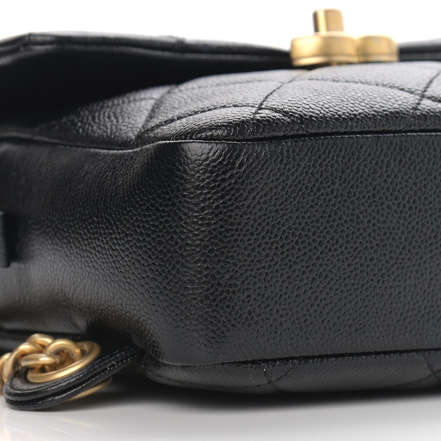 Shiny Caviar Quilted Chain Melody Backpack Black