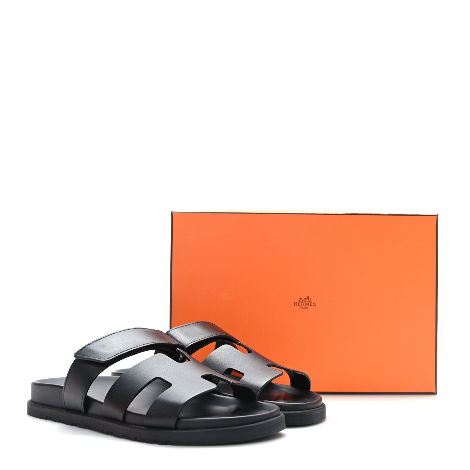 Hermes Calfskin Womens Chypre Sandals 39.5 Black 9 of 9