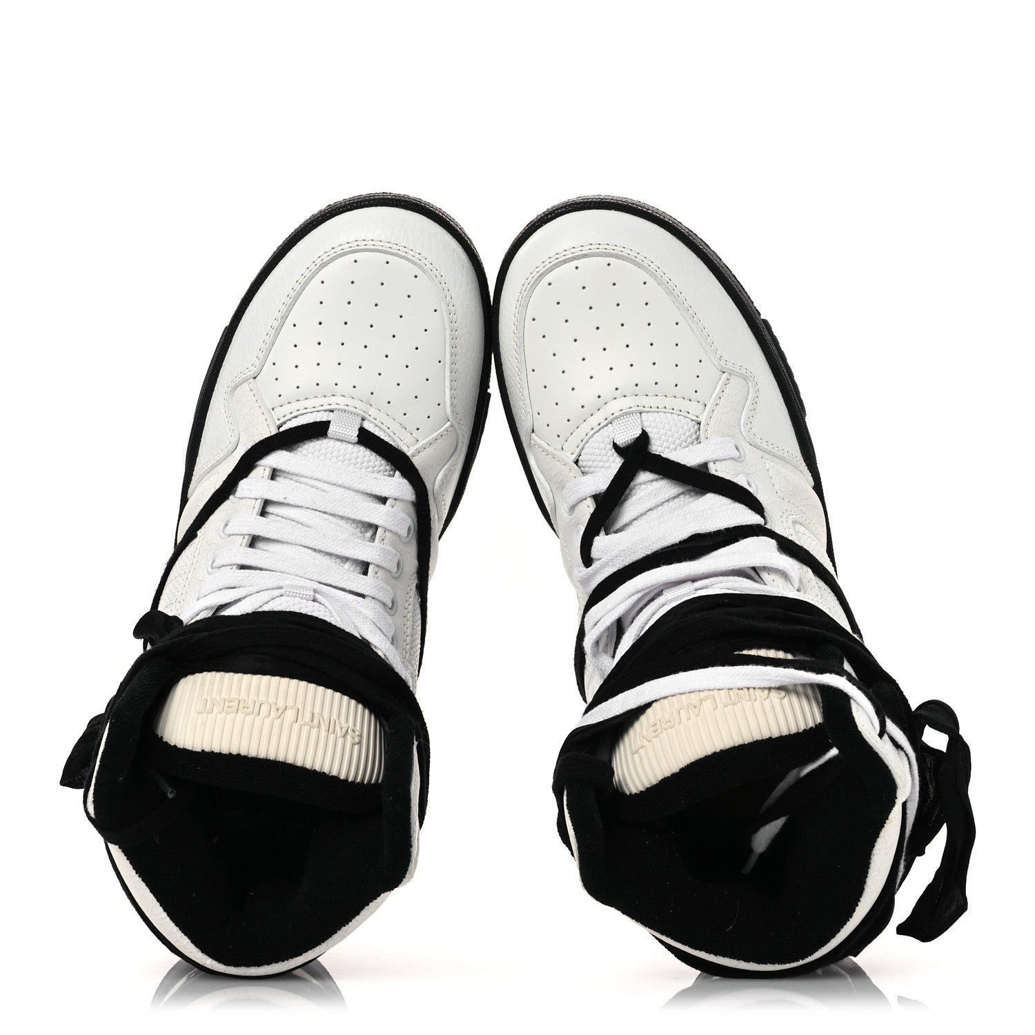 Saint Laurent Calfskin Smith High Top Sneakers 41 White Black 2 of 11