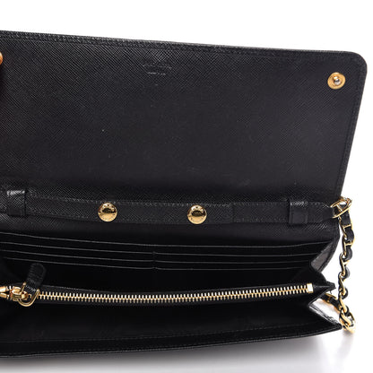 Prada Saffiano Metal Oro Chain Wallet Black 5 of 11