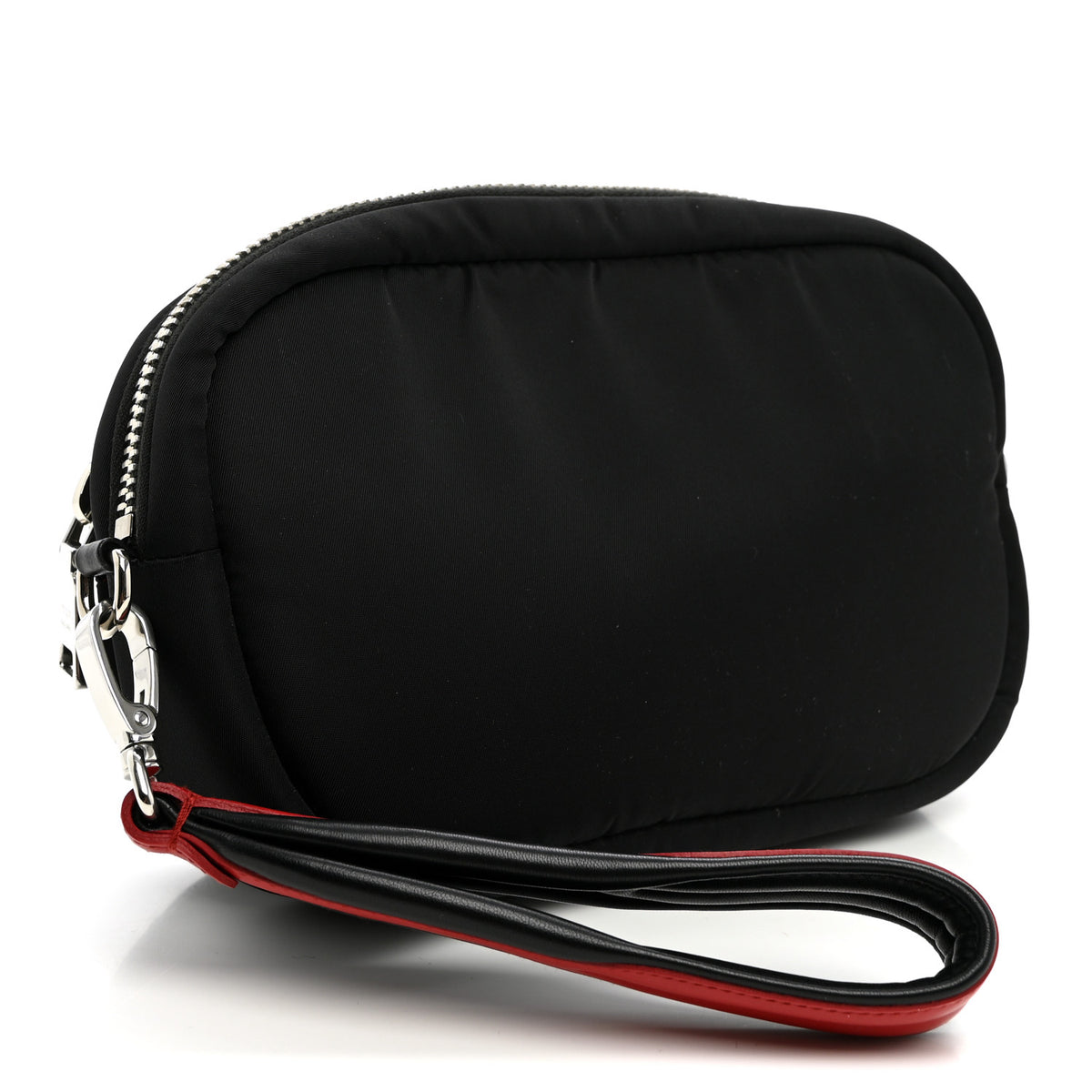Tessuto Nylon Double Pocket Wristlet Pouch Black Fuoco