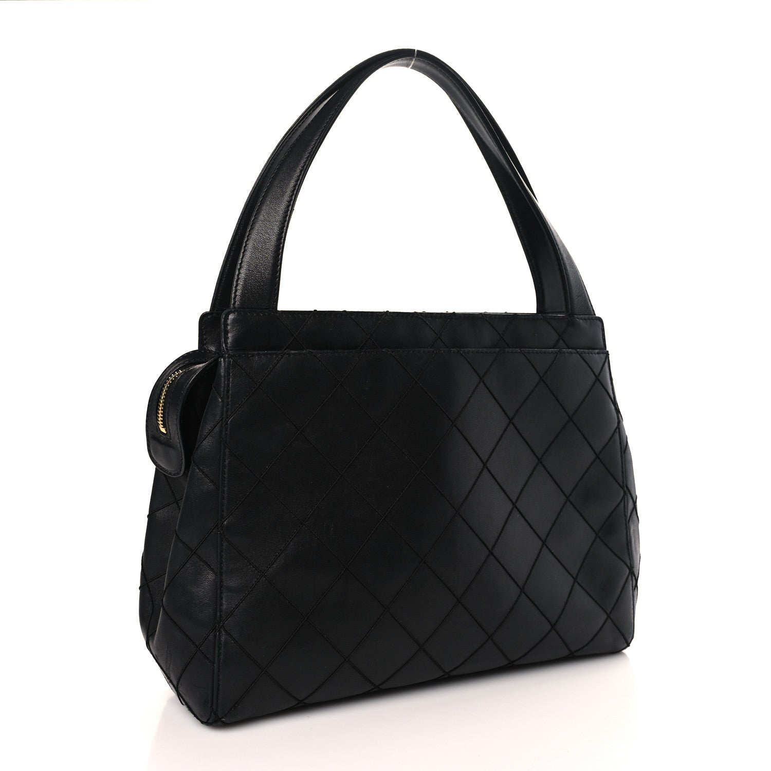 Chanel Lambskin Stitched Shoulder Bag Black 3 of 9
