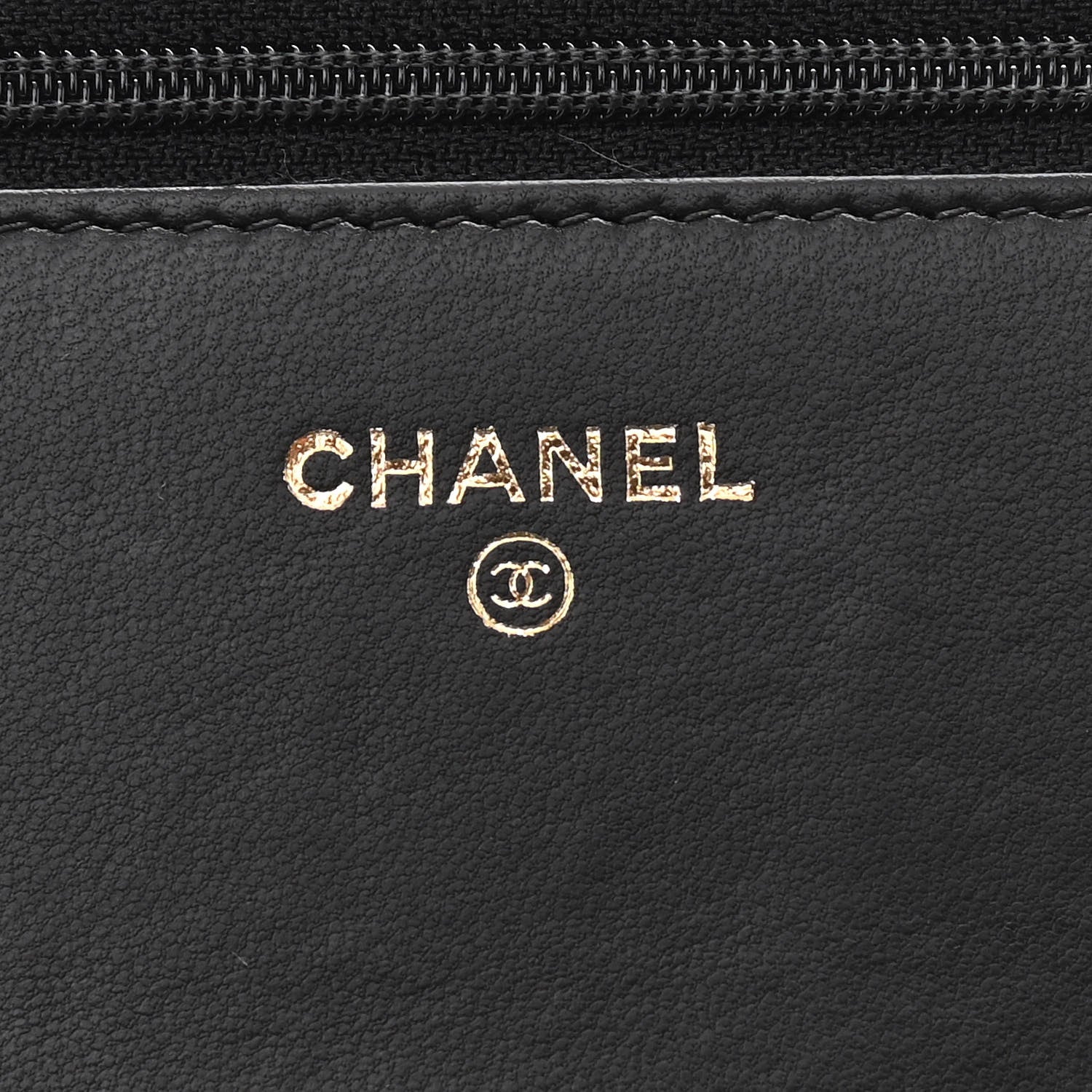 Chanel Lambskin Camellia Embossed Wallet On Chain WOC Black Gold 5 of 13