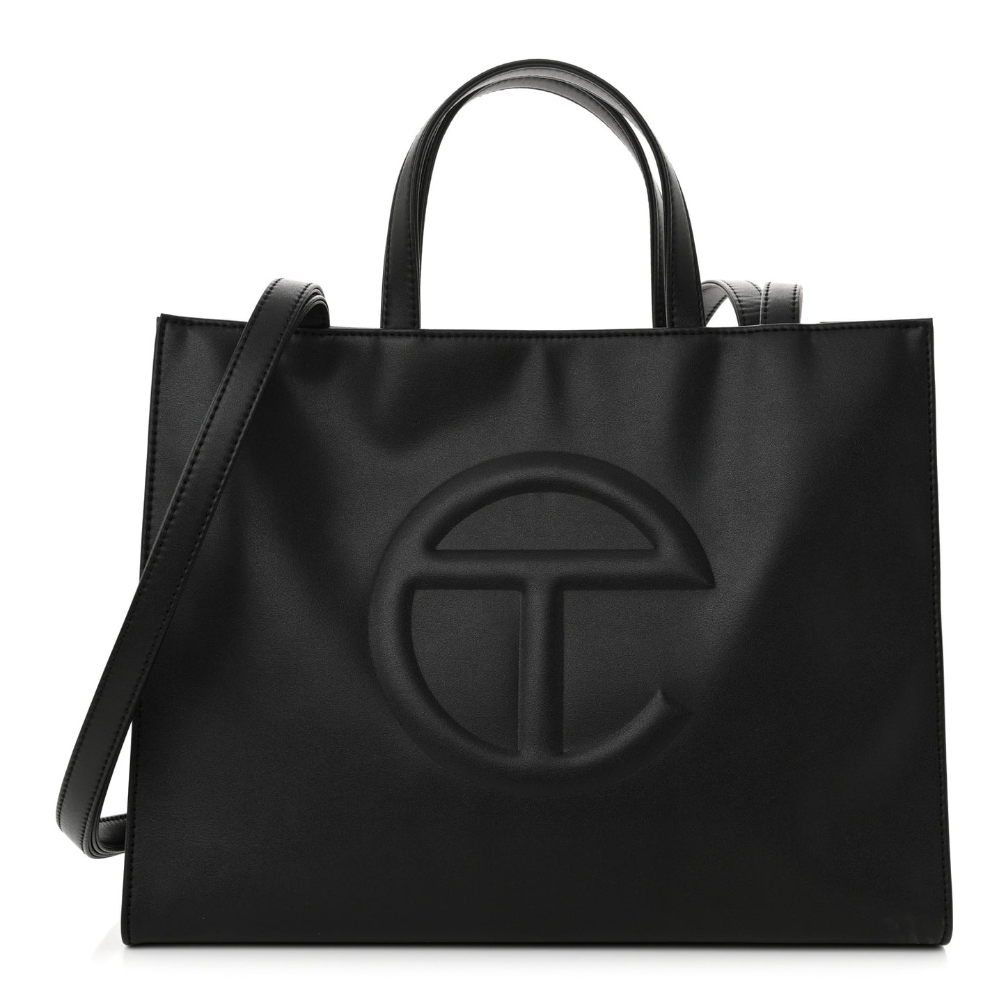 Vegan Leather Medium Shopping Bag Black