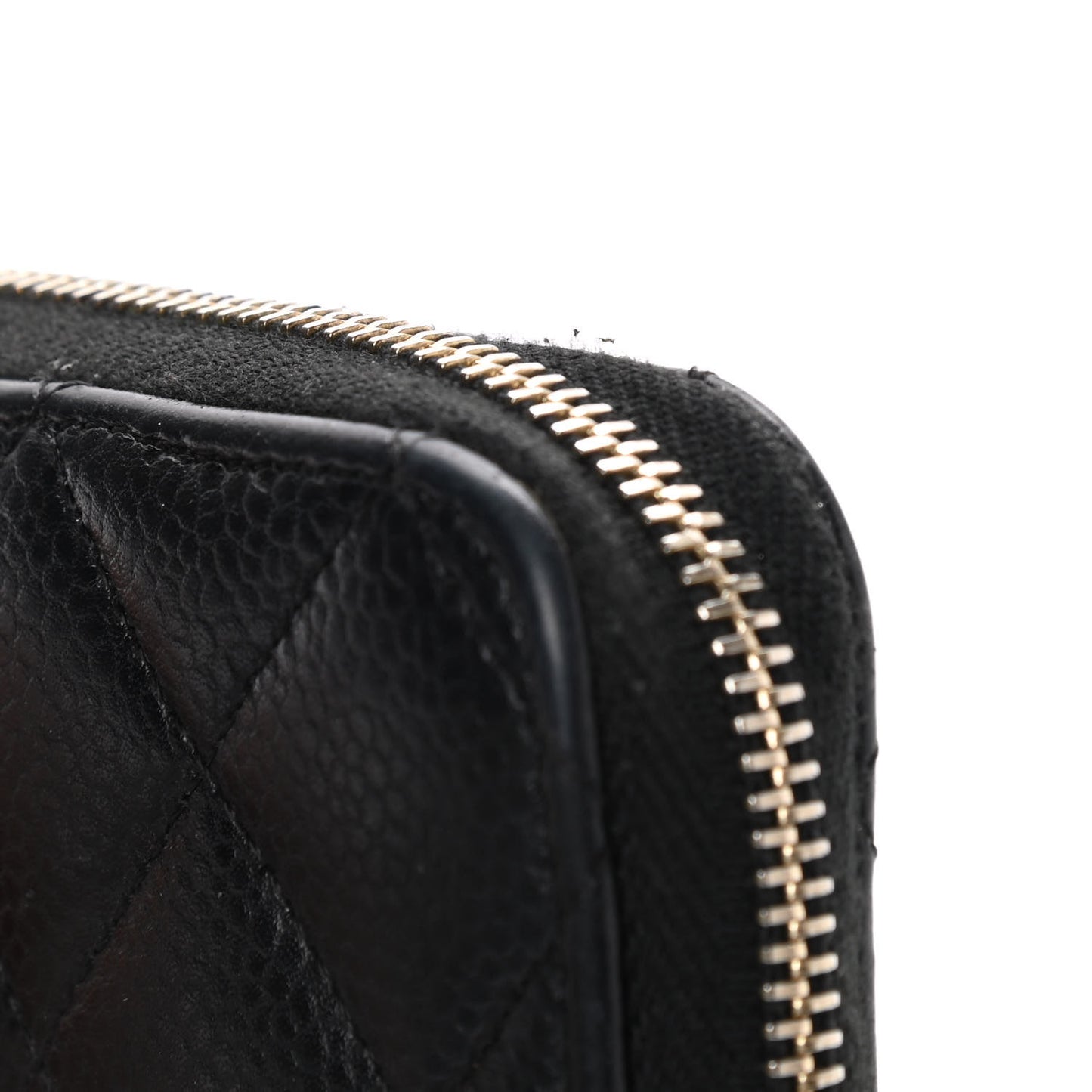 Caviar Quilted Medium Zip Around Wallet Black