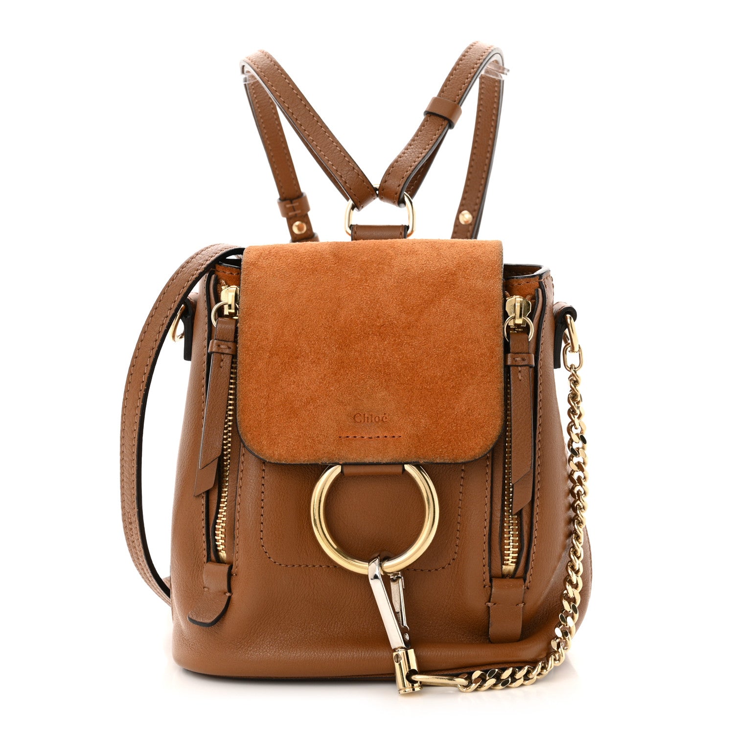 Chloe Suede Calfskin Mini Faye Backpack Tan 1 of 11