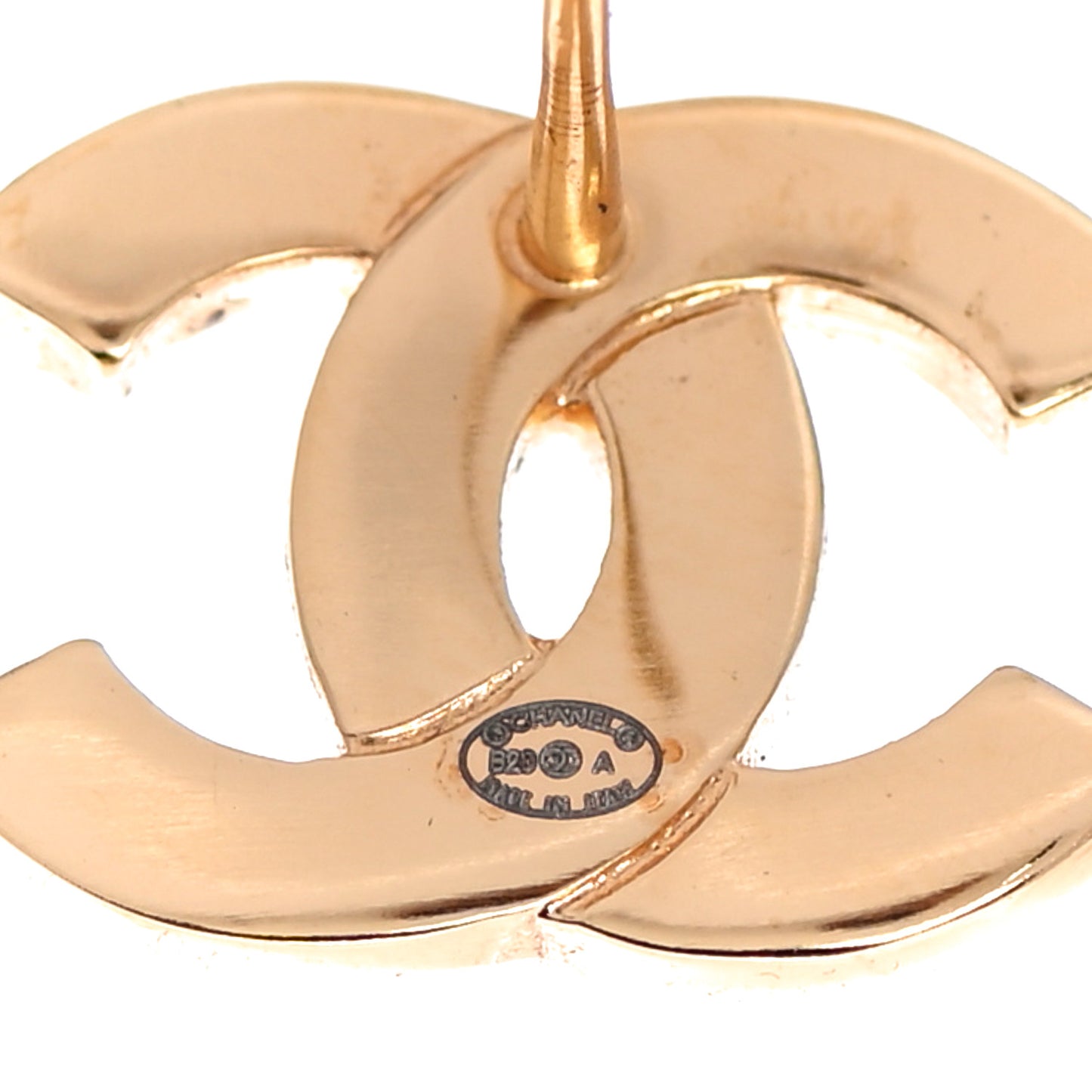 Metal CC Paris Button Stud Earrings Gold