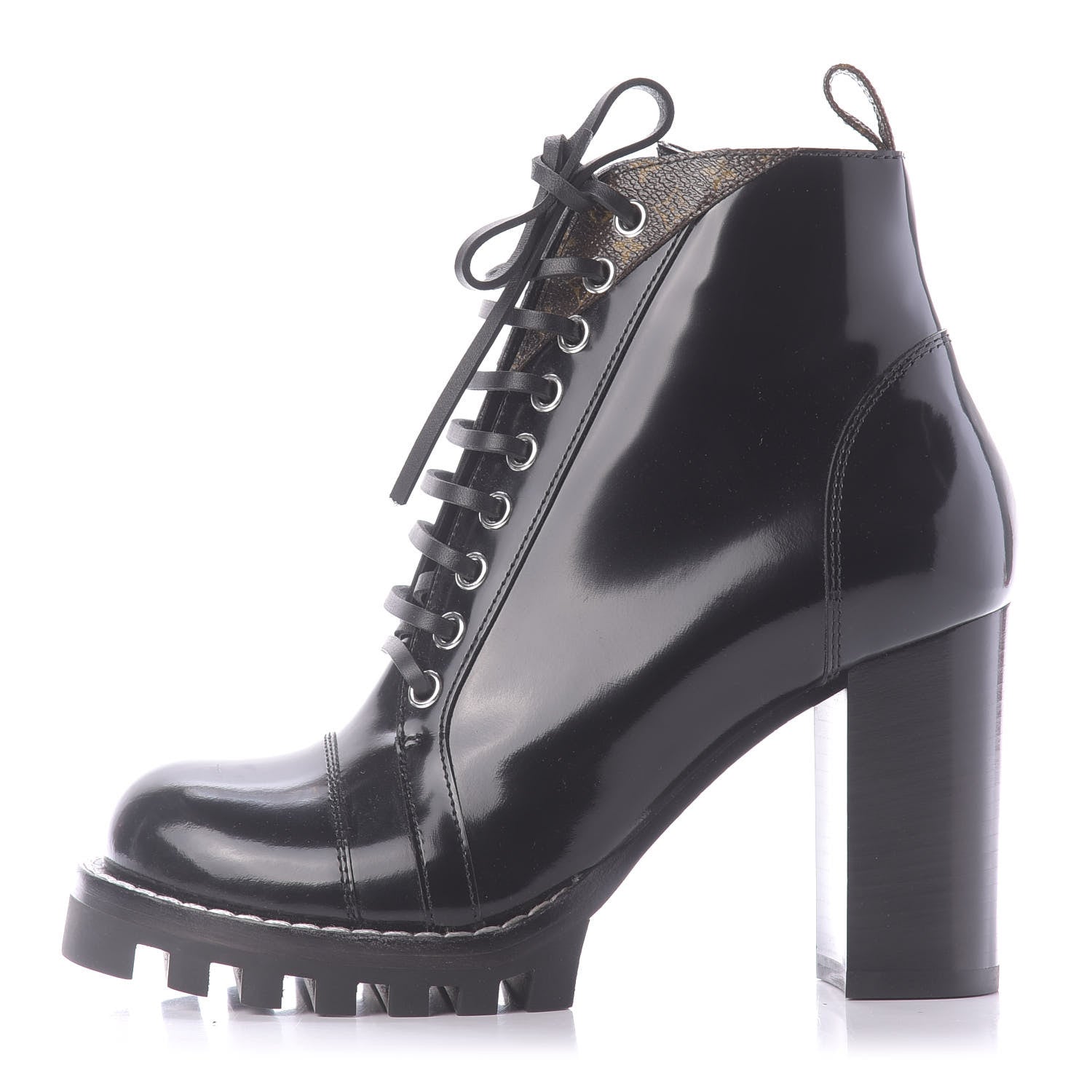 Louis Vuitton Patent Calfskin Monogram Star Trail Ankle Boots 37.5 Black 1 of 9
