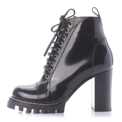 Louis Vuitton Patent Calfskin Monogram Star Trail Ankle Boots 37.5 Black 1 of 9