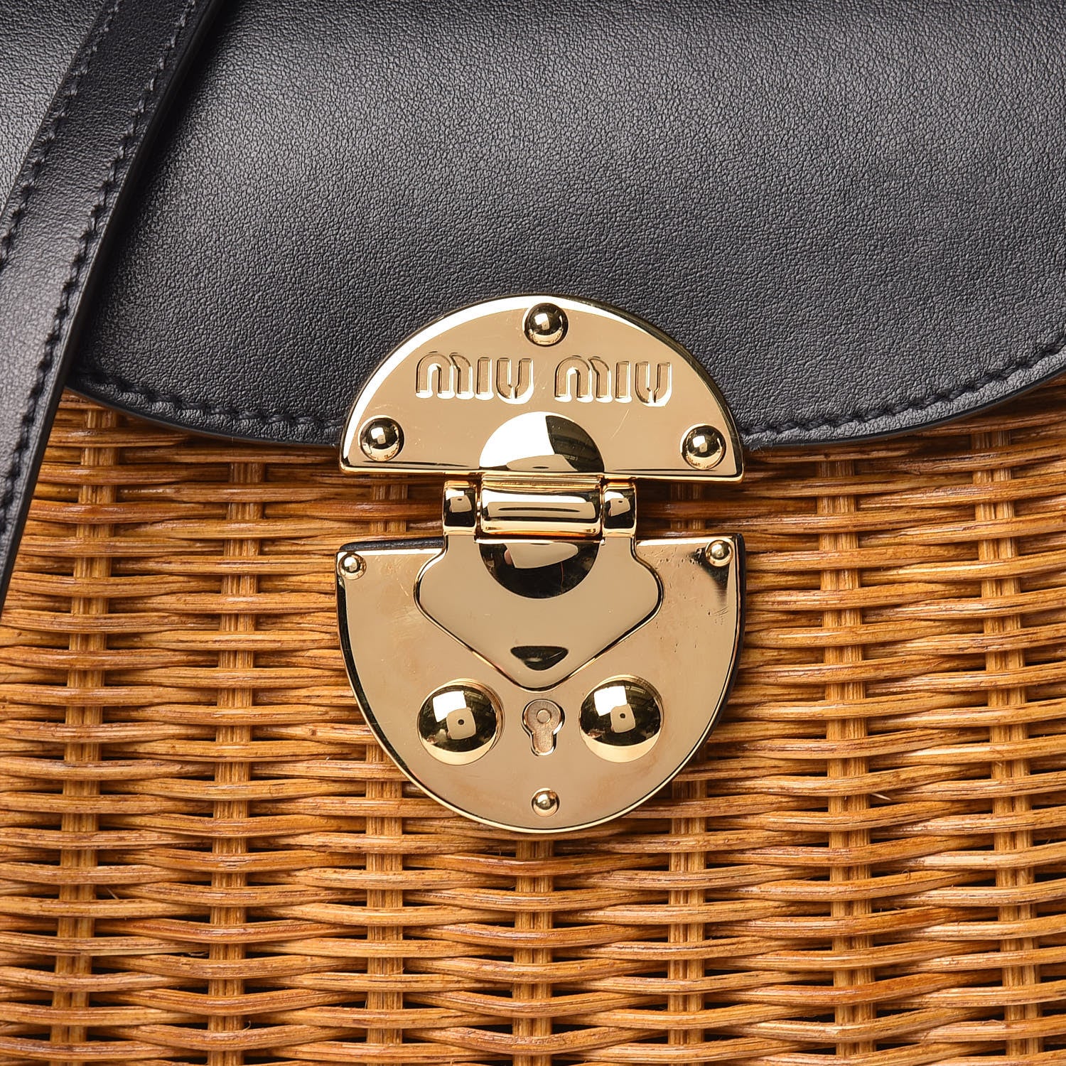Miu Miu City Calfskin Wicker Midollino Bag Black 12 of 13
