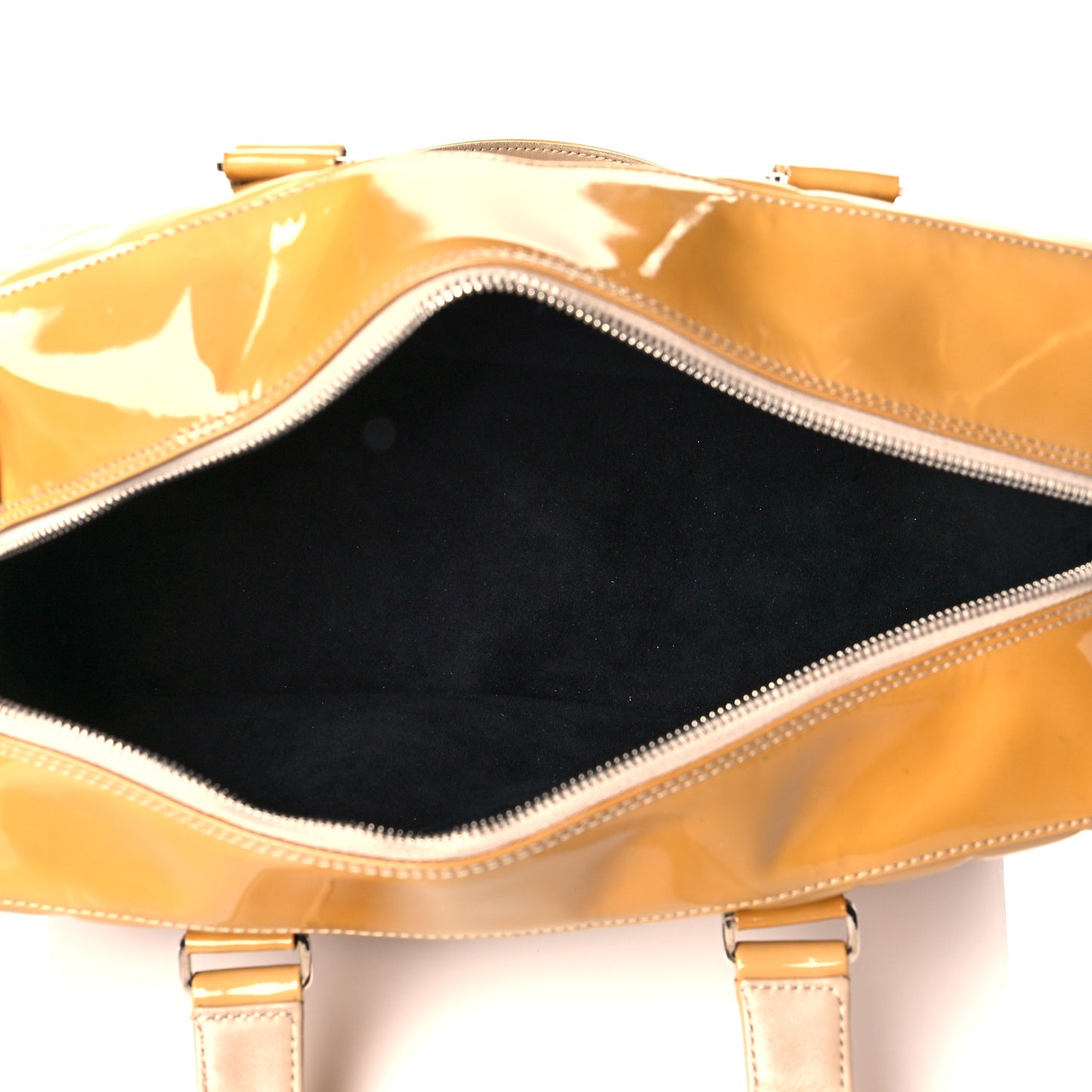 Patent Quilted Chocolate Bar Bowler Beige