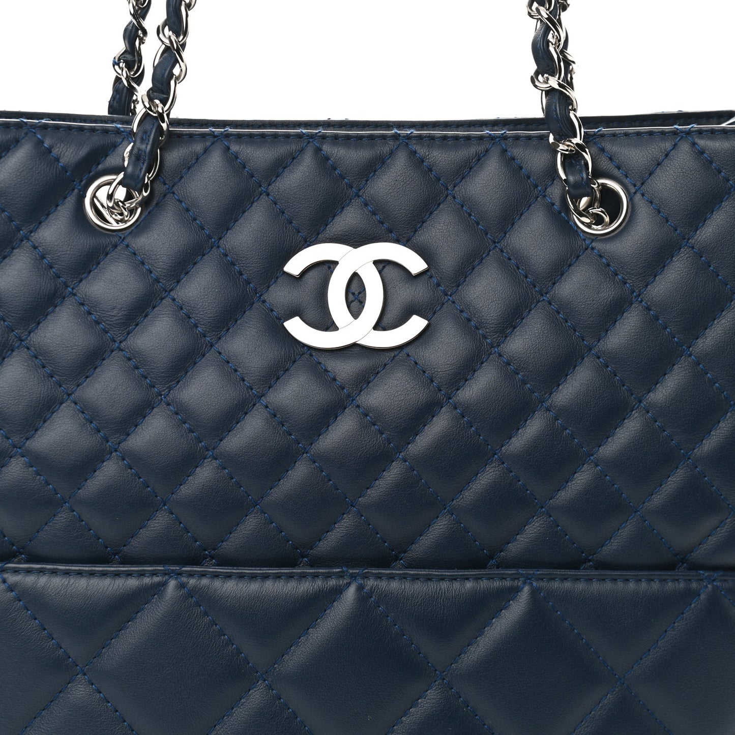 Calfskin Quilted In The Business North South Tote Blue