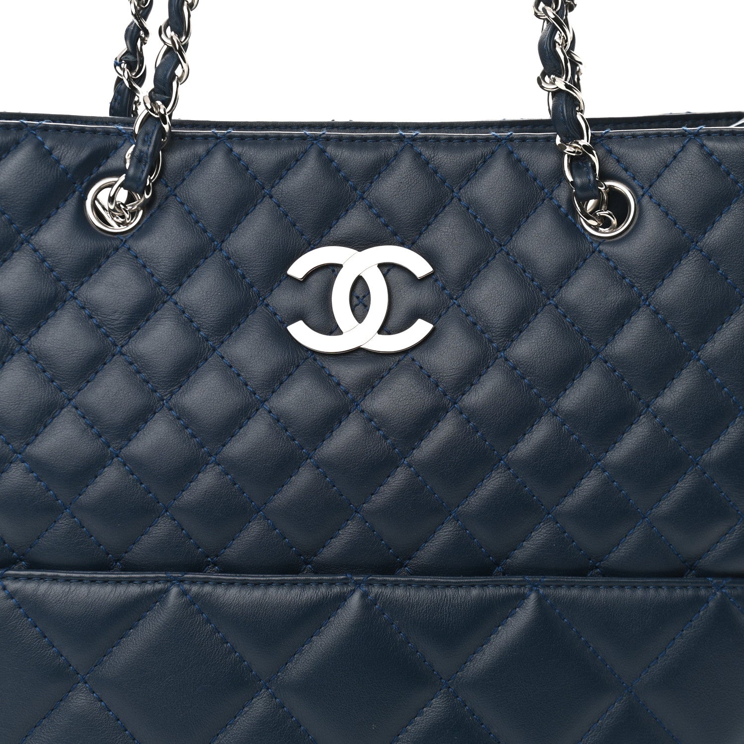 Chanel Calfskin Quilted In The Business North South Tote Blue 8 of 12