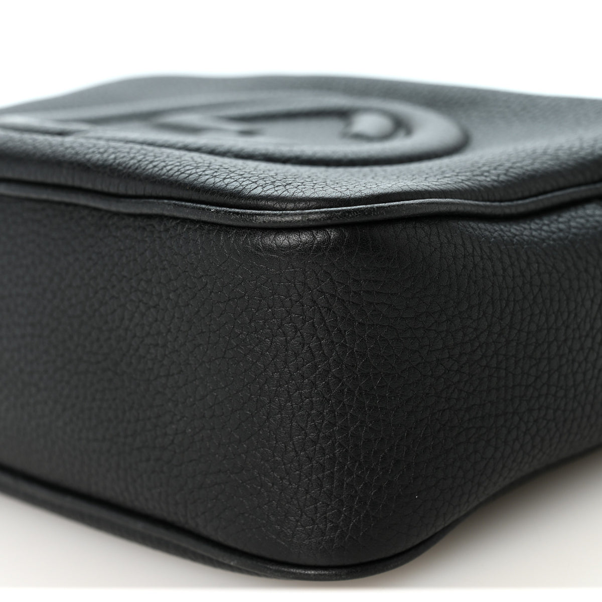 Pebbled Calfskin Small Soho Disco Bag Black
