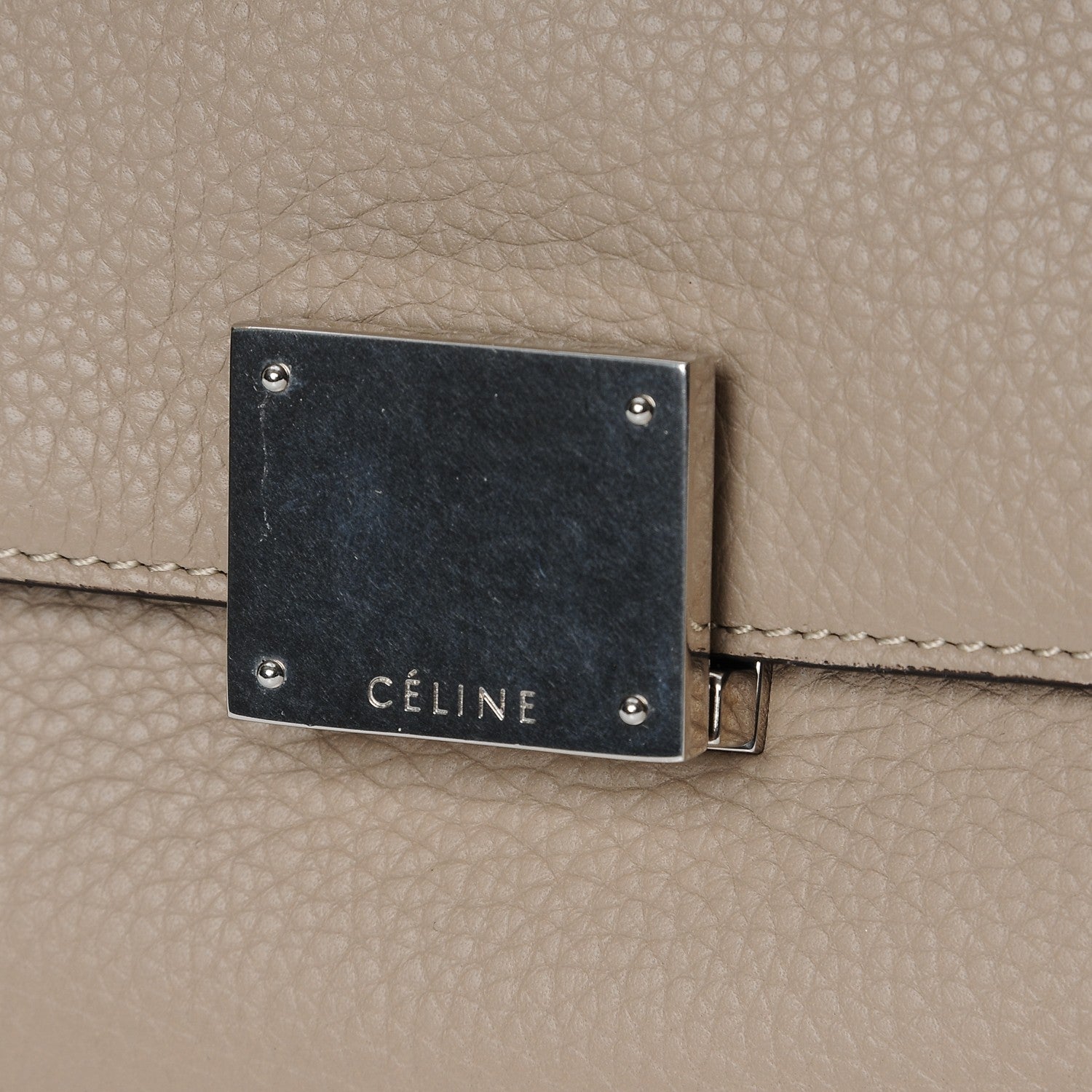 Celine Drummed Calfskin Suede Small Trapeze Dune 7 of 7