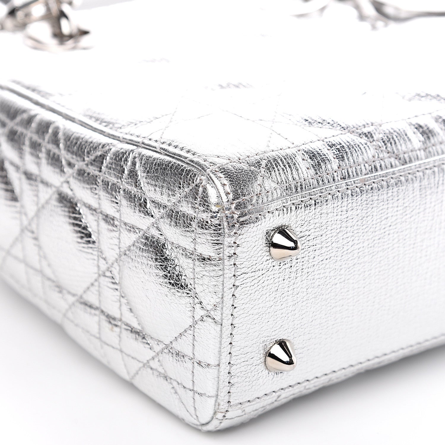 Christian Dior Metallic Grained Calfskin Cannage My ABCDior Lady Dior Silver 7 of 9