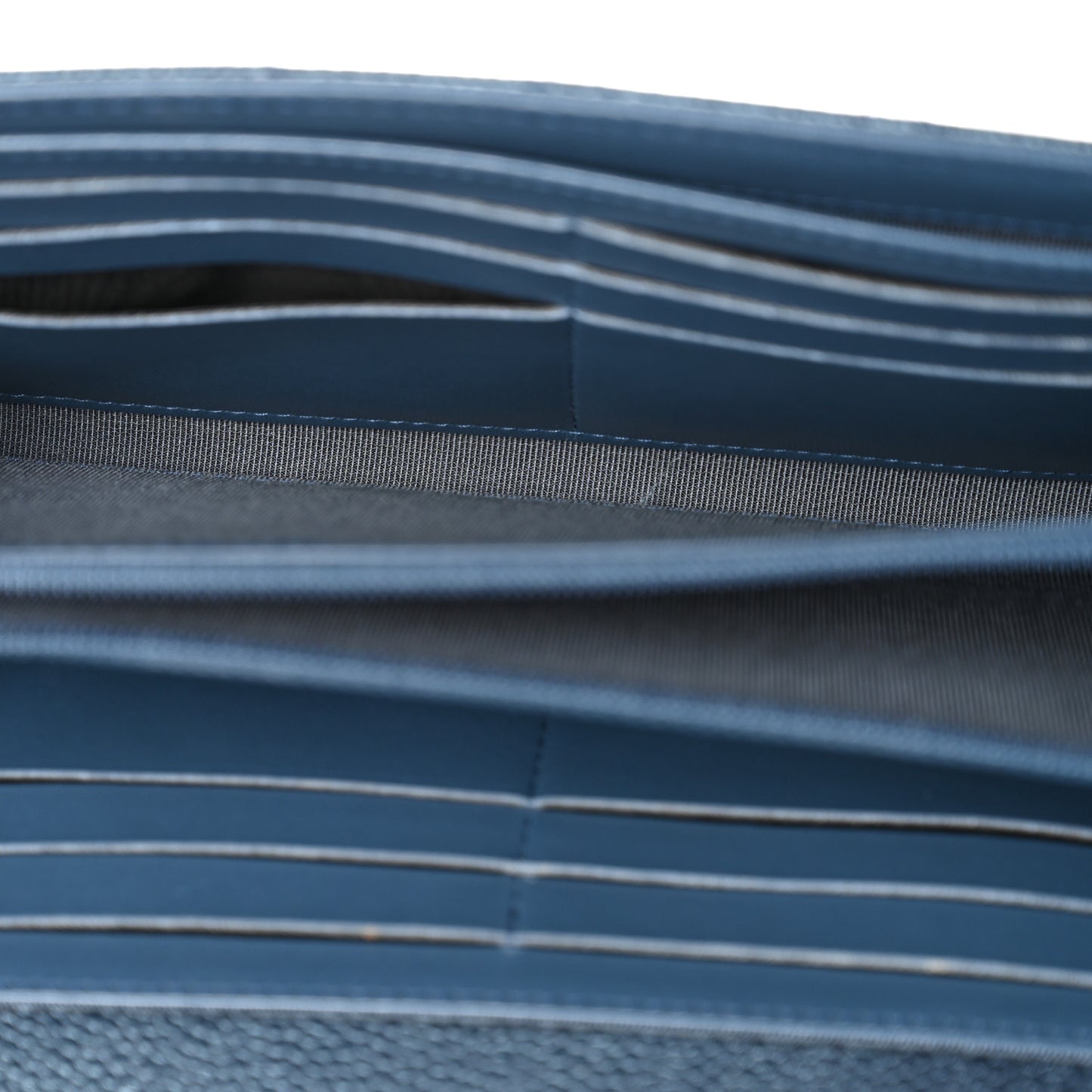 Iridescent Caviar Quilted Large Gusset Flap Wallet Dark Blue