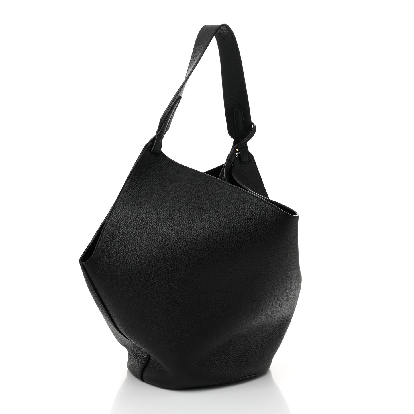 Pebbled Sport Calfskin Medium Lotus Tote Black