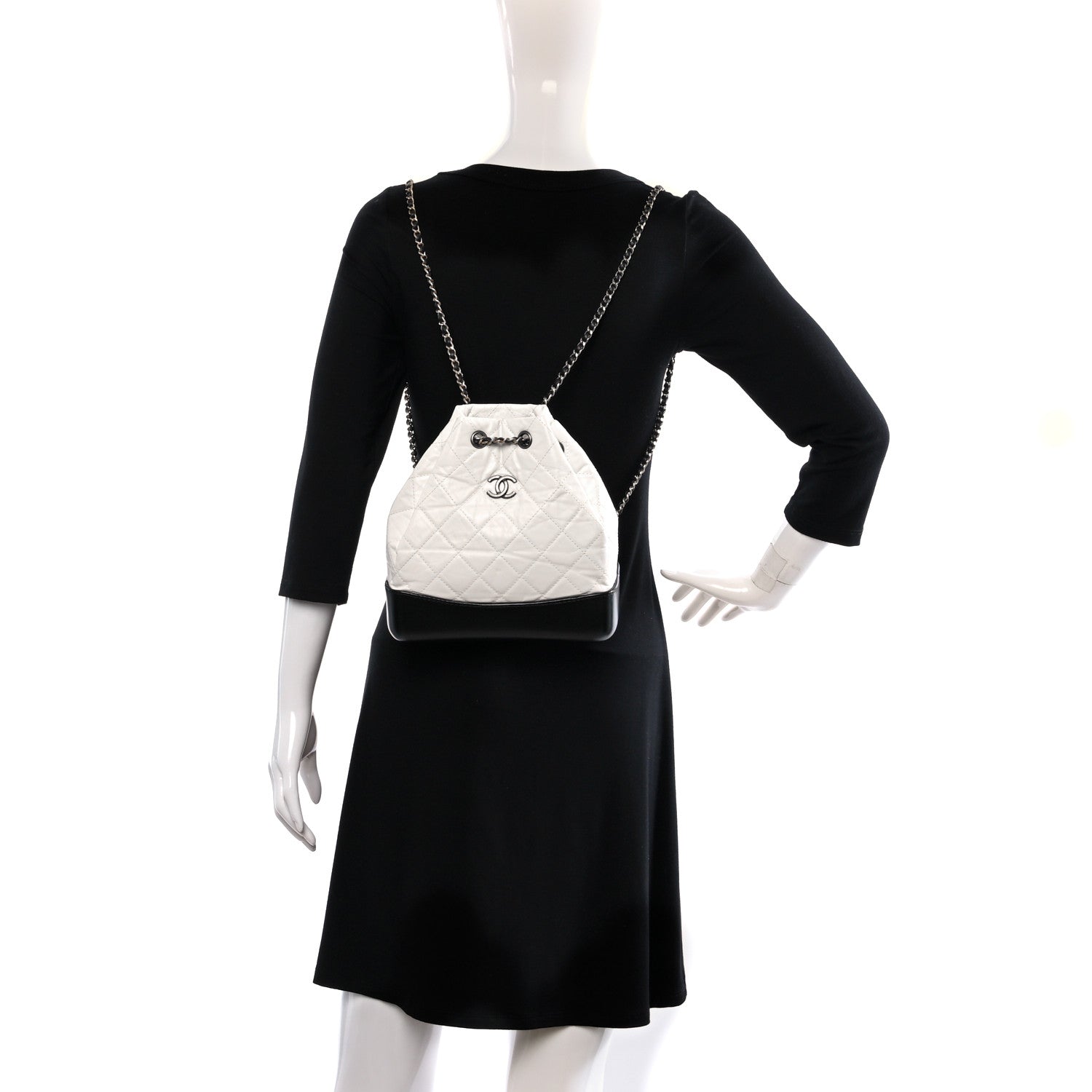 Chanel Aged Calfskin Quilted Small Gabrielle Backpack Black White 2 of 11