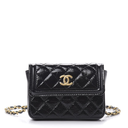 Chanel Shiny Aged Calfskin Quilted Waist Belt Bag Black 1 of 11