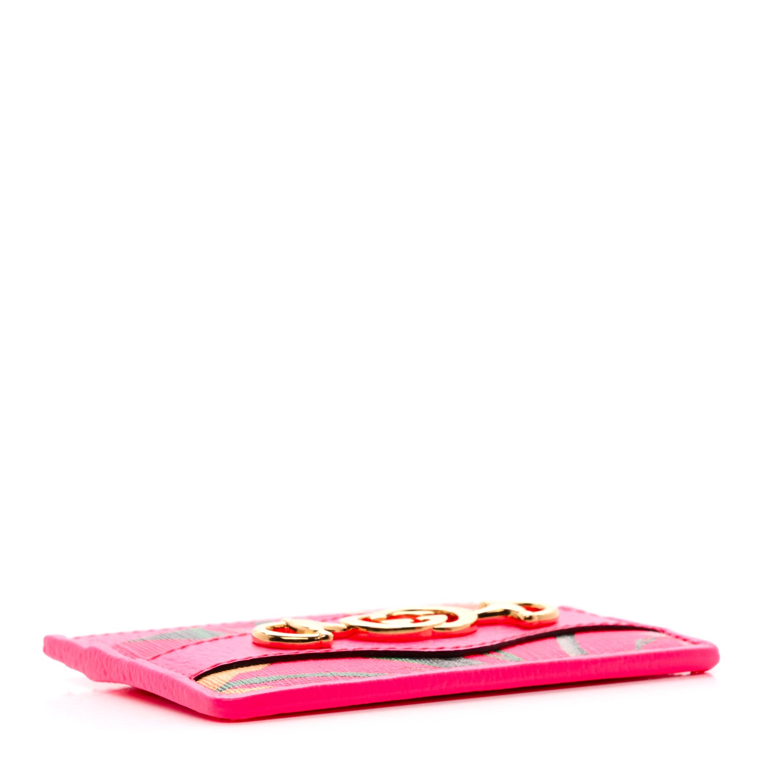 Gucci Calfskin Flora Print Zumi Card Holder Fuxia Fluo 4 of 6