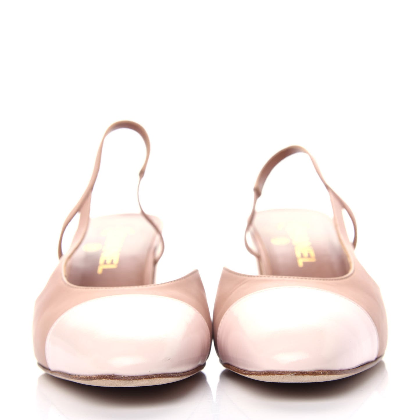 Glazed Calfskin Cap Toe CC Slingback Pumps 40 Beige Pink