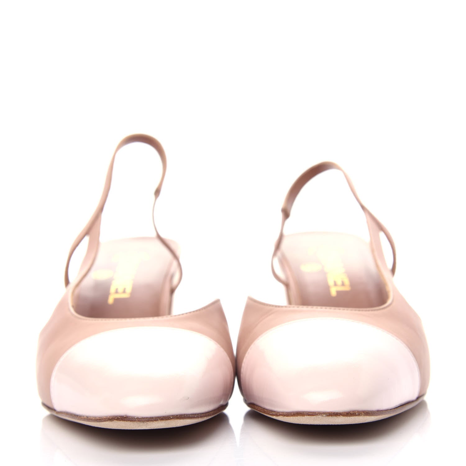 Chanel Glazed Calfskin Cap Toe CC Slingback Pumps 40 Beige Pink 2 of 11