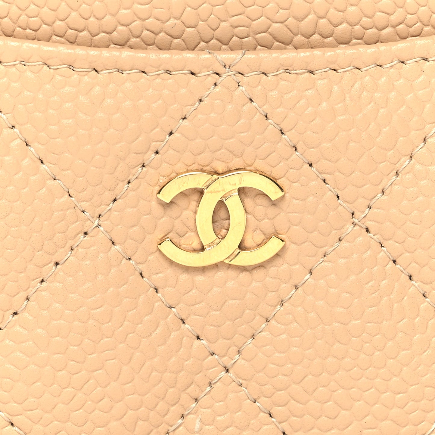Caviar Quilted Card Holder Beige