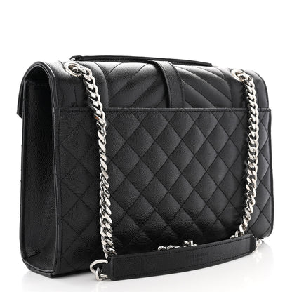 Saint Laurent Grain De Poudre Textured Mixed Matelasse Triquilt Medium Monogram Satchel Black 3 of 13