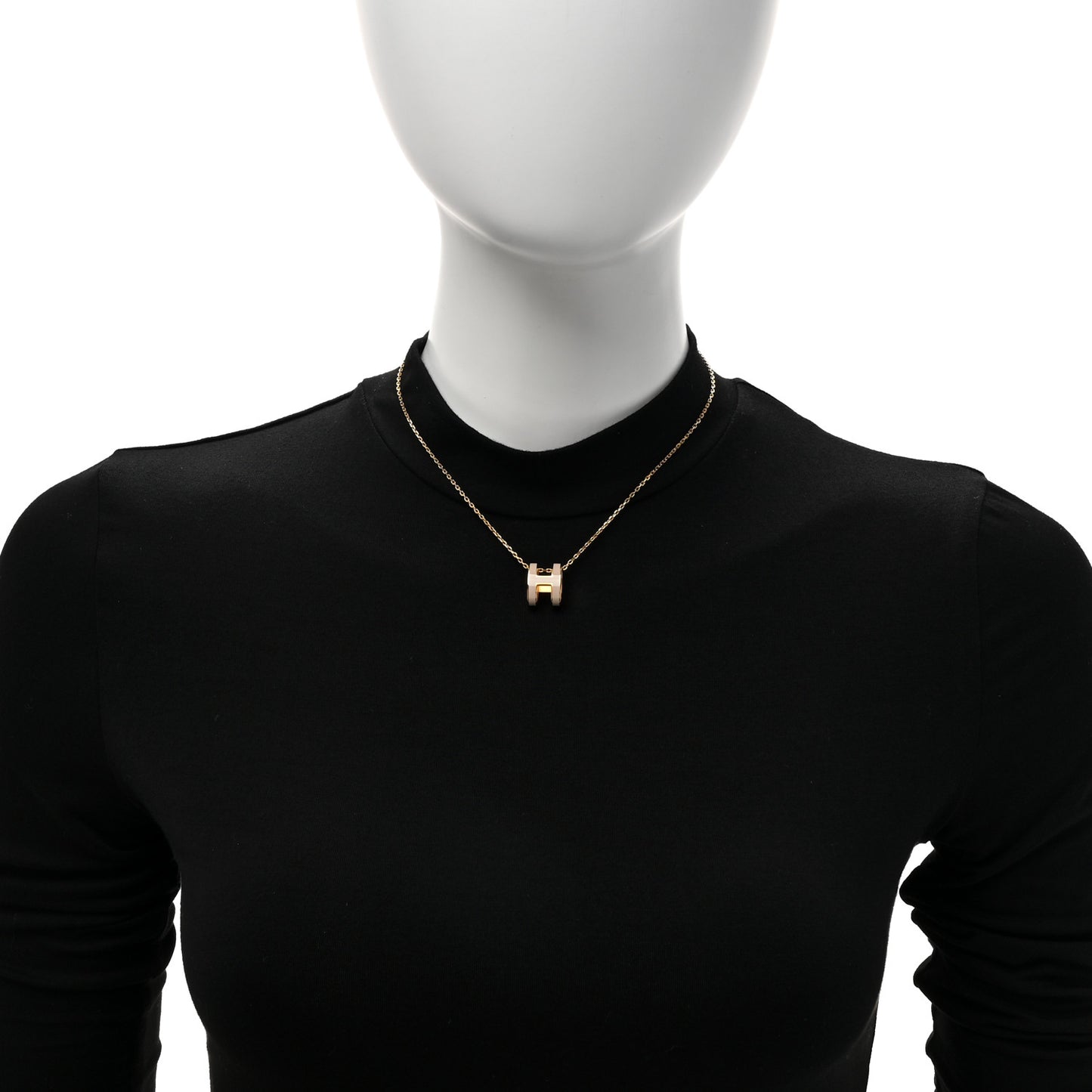 Lacquered Gold Pop H Pendant Necklace Marron Glace