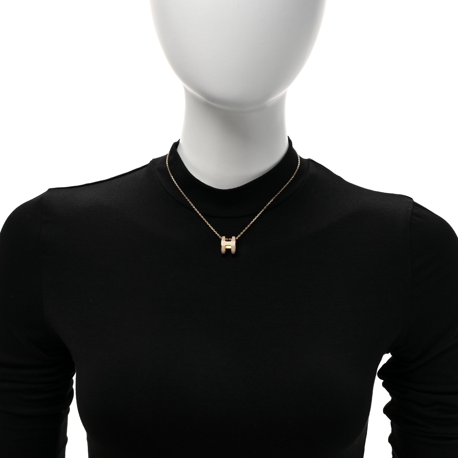 Hermes Lacquered Gold Pop H Pendant Necklace Marron Glace 3 of 7