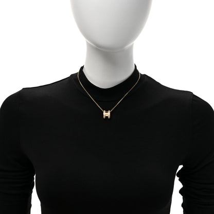 Hermes Lacquered Gold Pop H Pendant Necklace Marron Glace 3 of 7