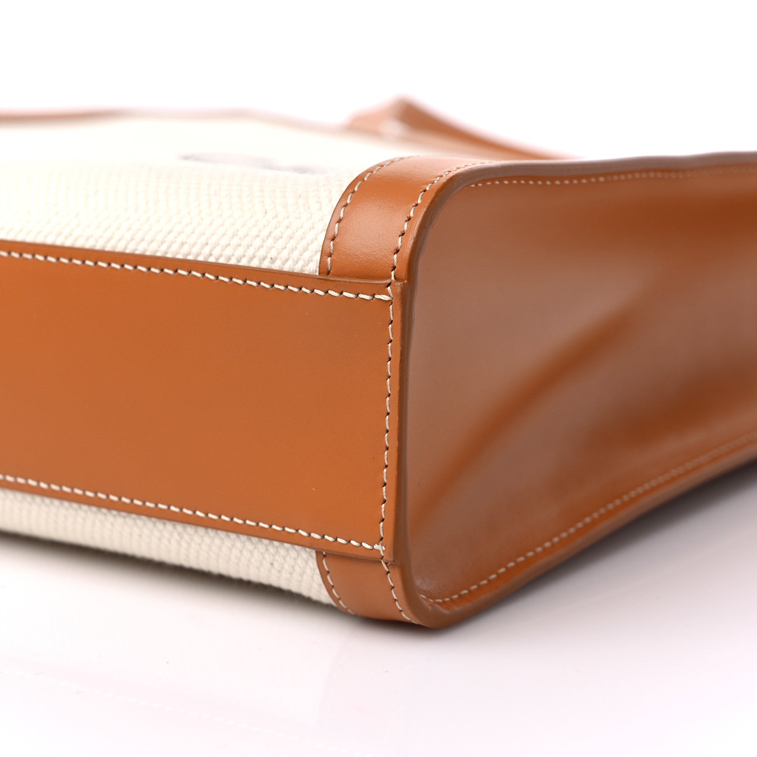 Celine Canvas Calfskin Logo Print Small Vertical Cabas Natural Tan 8 of 8