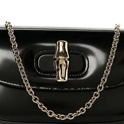 Gucci Shiny Calfskin Small Bamboo Night Bag Black 8 of 10