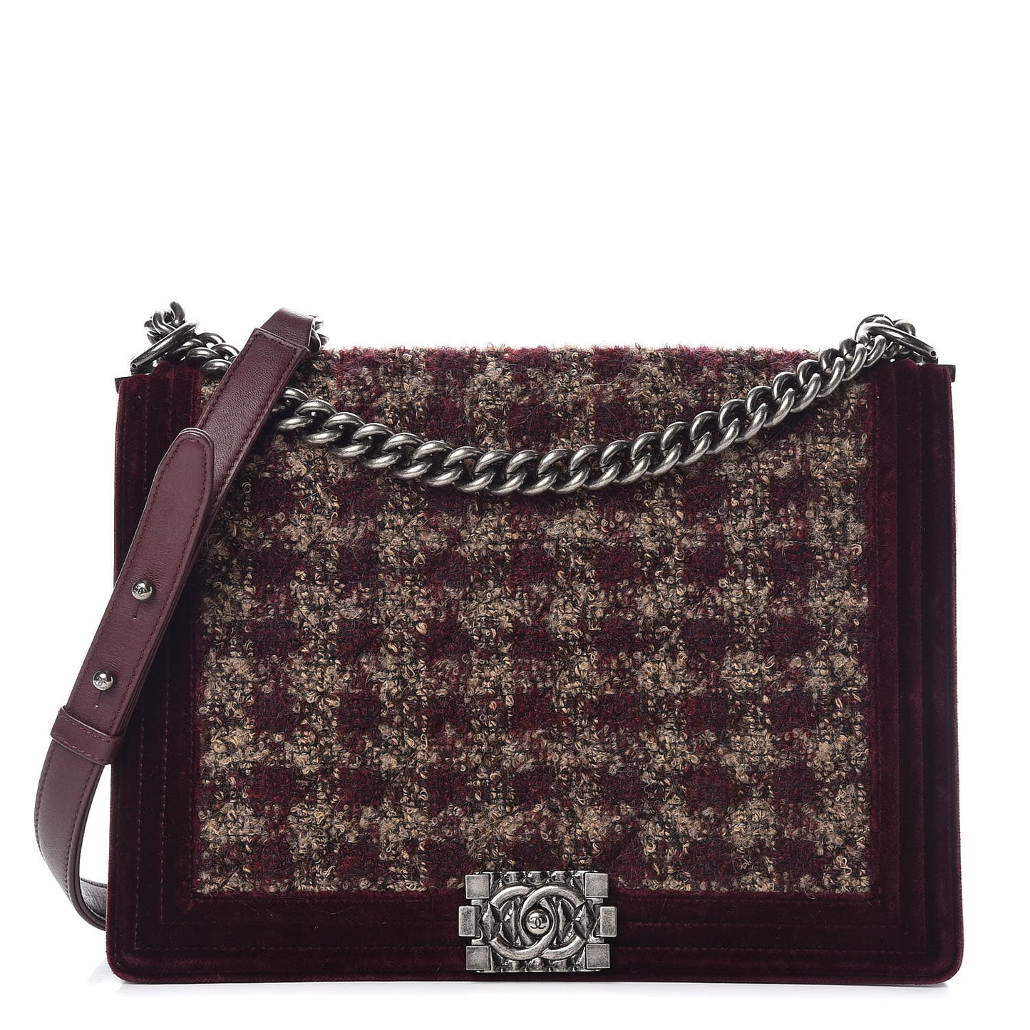 Velvet Tweed Large Boy Flap Burgundy