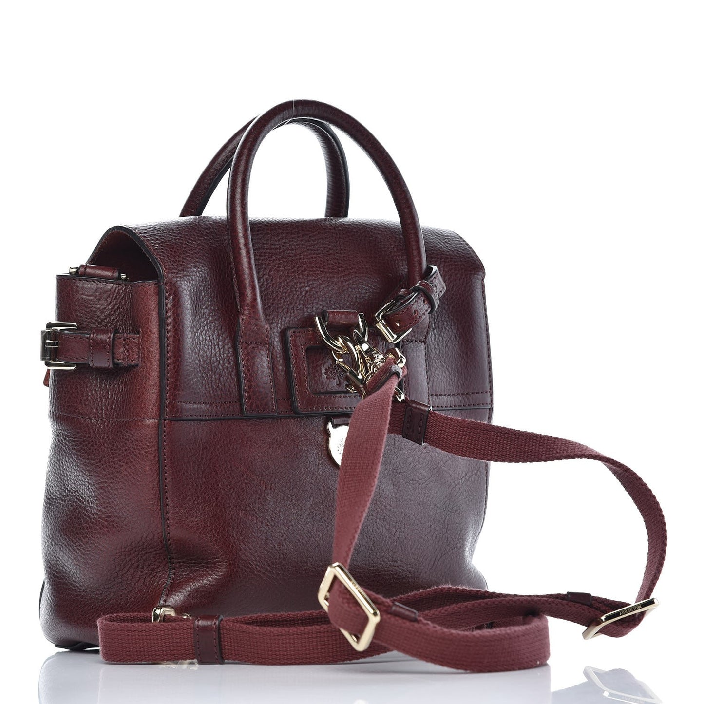 Natural Leather Mini Cara Delevingne Convertible Satchel Oxblood