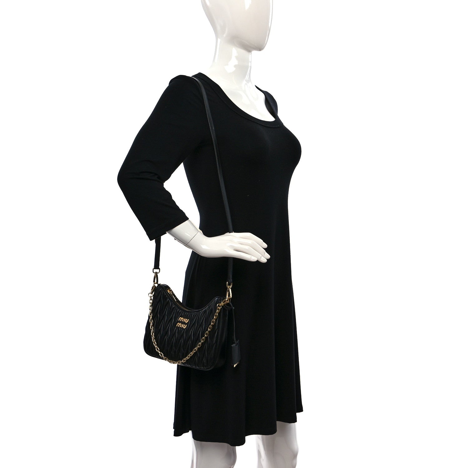 Miu Miu Nappa Matelasse Shoulder Bag Black 2 of 8