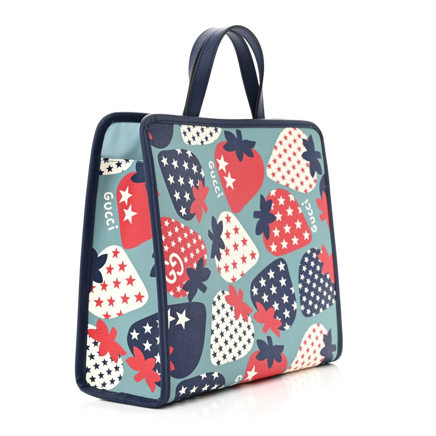 Gucci Coated Canvas Strawberry Stars Childrens Tote Red White Blue 3 of 10