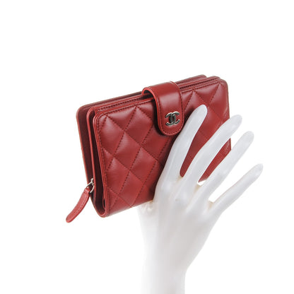 Chanel Lambskin Quilted Zipped Pocket Wallet Red 2 of 8