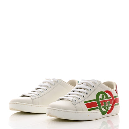 Gucci Calfskin Interlocking G Womens New Ace Sneakers 36 White Red Flame Green 3 of 15